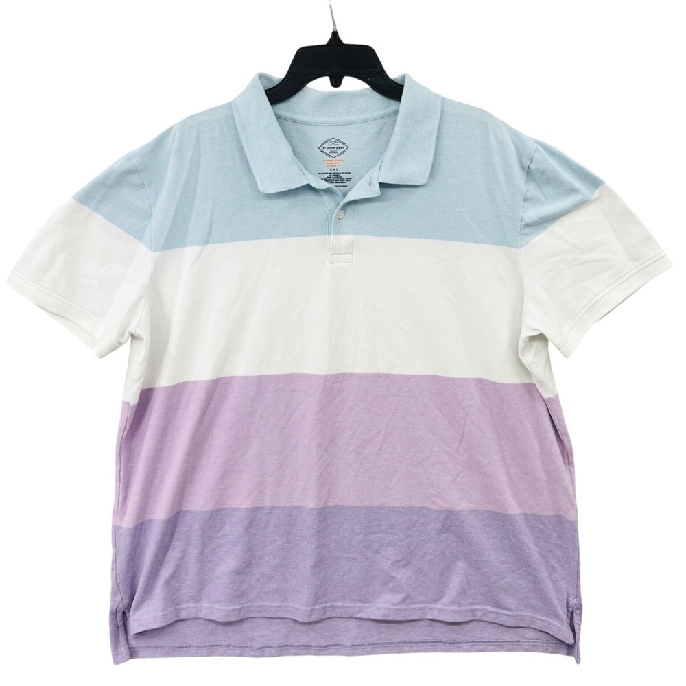 St John's Bay Coastal Colorblock Golf‎ Polo Shirt Mens XXL Blue Purple Preppy